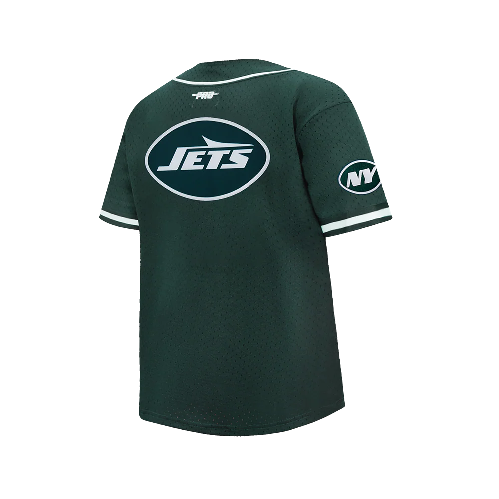 NFL NEW YORK JETS CLASSIC BIG BOY'S MESH BUTTON DOWN SHIRT (FOREST GREEN) - Image 4