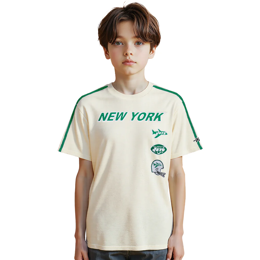 NFL NEW YORK JETS RETRO CLASSIC BIG BOY'S SS TAPING TEE (EGGSHELL/ KELLY GREEN)