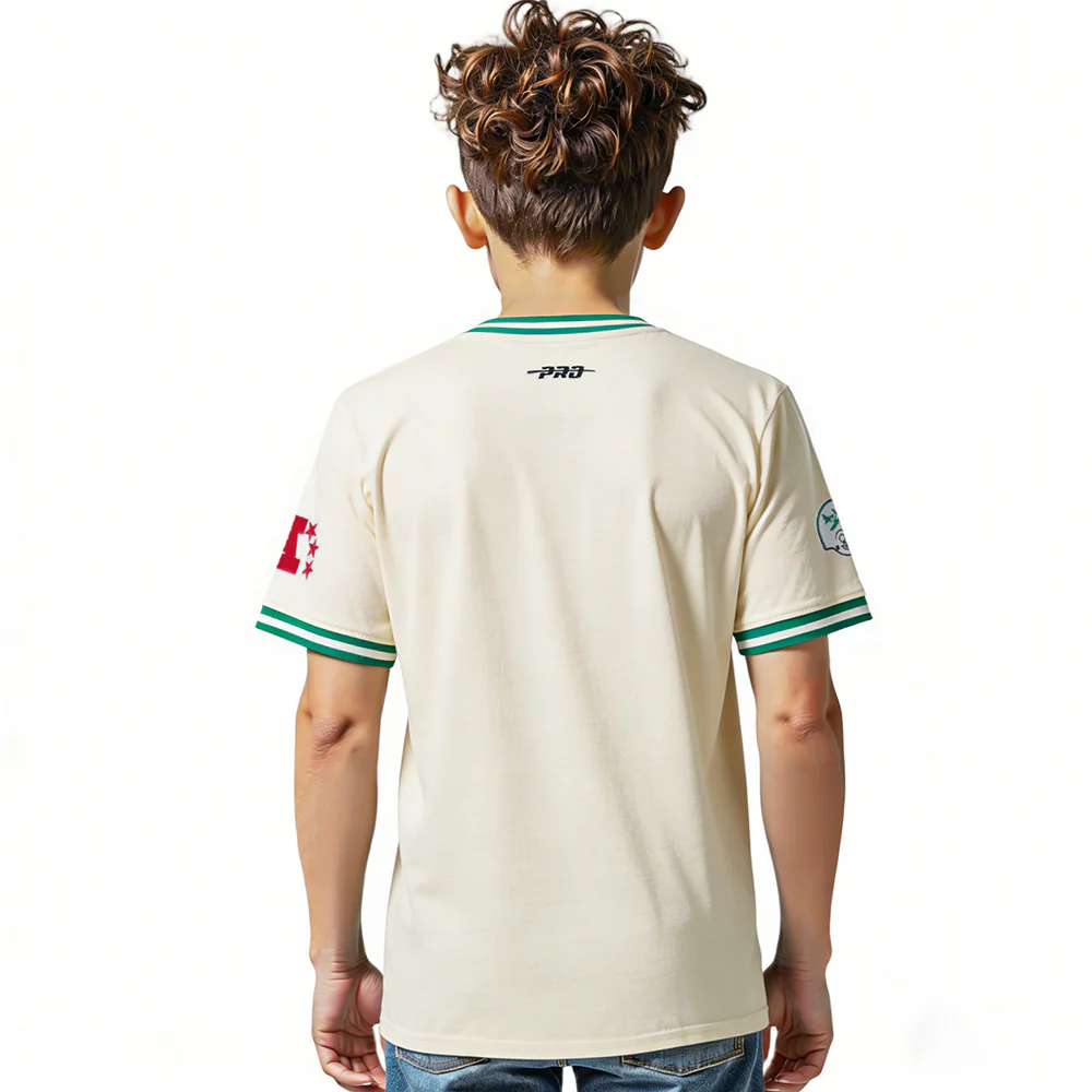 NFL NEW YORK JETS RETRO CLASSIC BIG BOY'S SS STRIPED RIB TEE (EGGSHELL/ KELLY GREEN) - Image 2