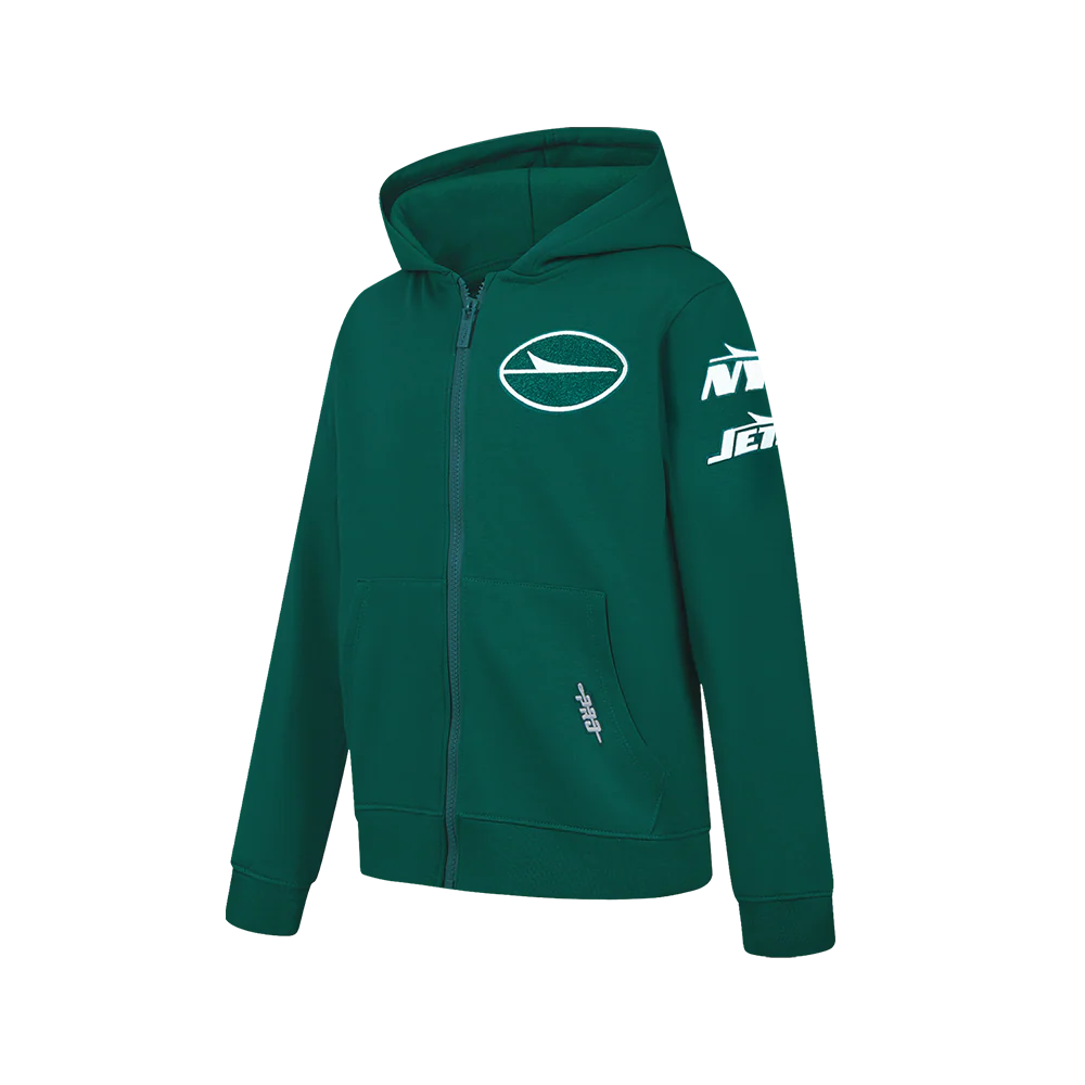 NFL NEW YORK JETS CLASSIC BIG BOY'S FLC FZ PO HOODIE (FOREST GREEN)