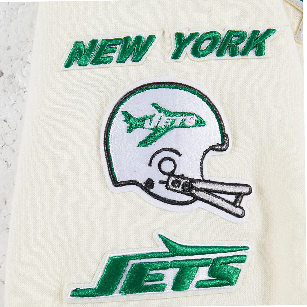 NFL NEW YORK JETS RETRO CLASSIC BIG BOY'S RIB FLC PO HOODIE (EGGSHELL/ KELLY GREEN) - Image 3