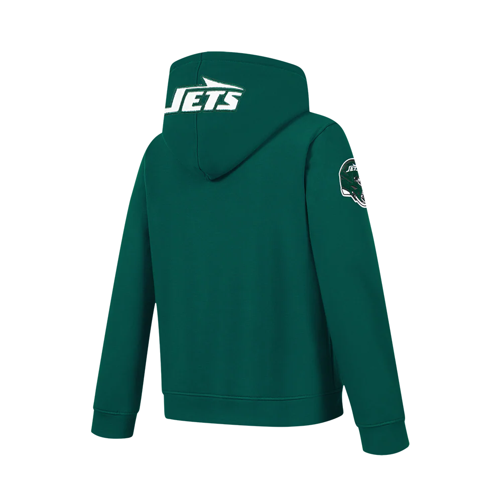 NFL NEW YORK JETS CLASSIC CHENILLE BIG BOY'S FLEECE PO HOODIE (FOREST GREEN) - Image 2