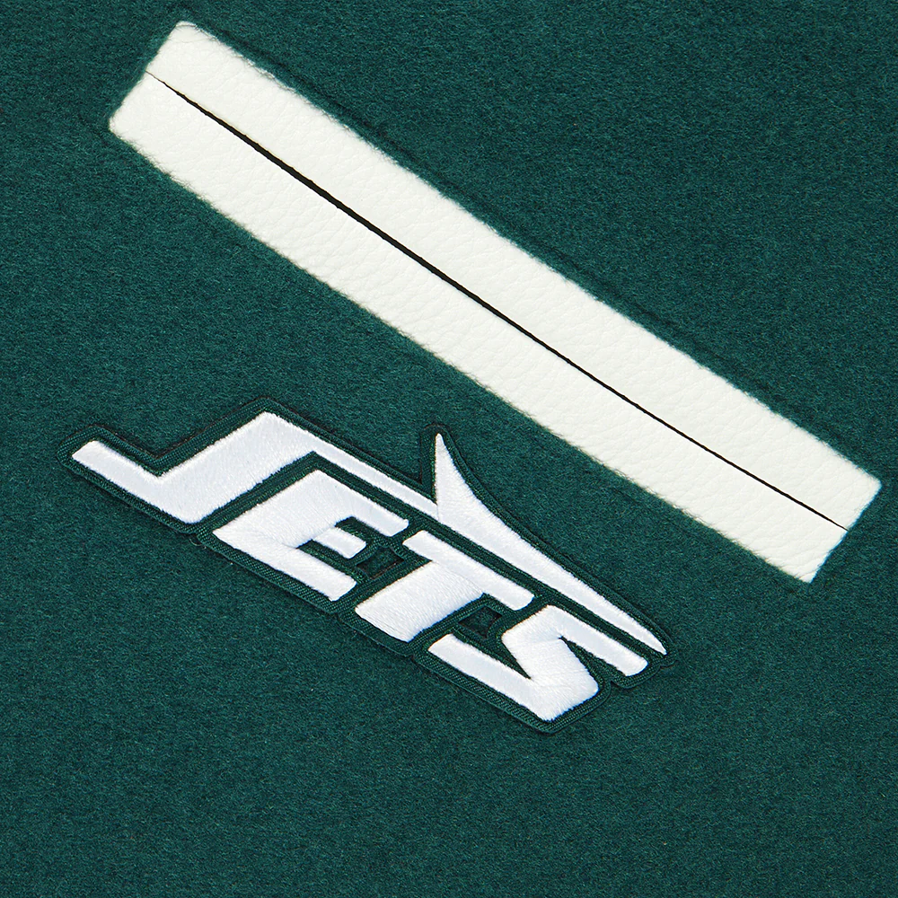NFL NEW YORK JETS CLASSIC BIG BOYS WOOL VARSITY JACKET (FOREST GREEN/WHITE) - Image 6
