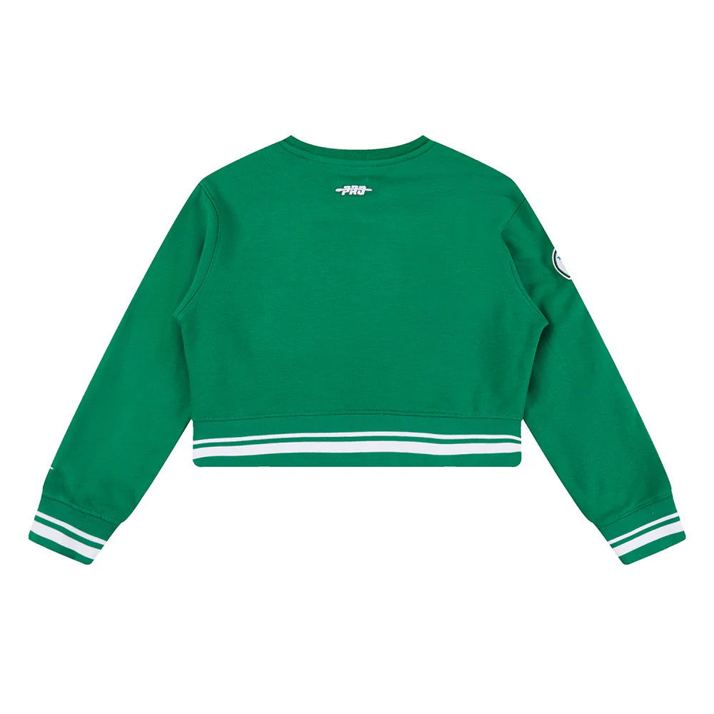 NFL NEW YORK JETS RETRO CLASSIC BIG GIRLS RIB FLEECE CREWNECK (KELLY GREEN) - Image 2
