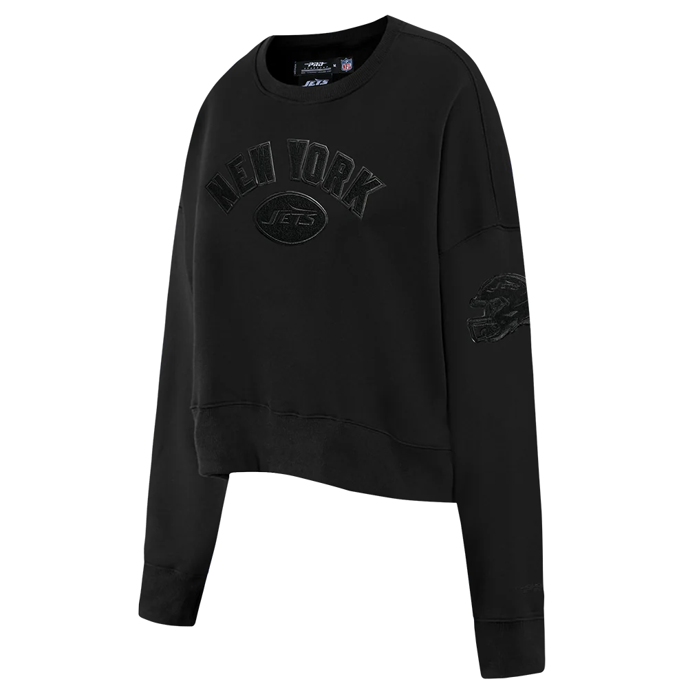 NFL NEW YORK JETS TRIPLE BLACK WOMEN'S FLC CREWNECK (BLACK) - Image 10