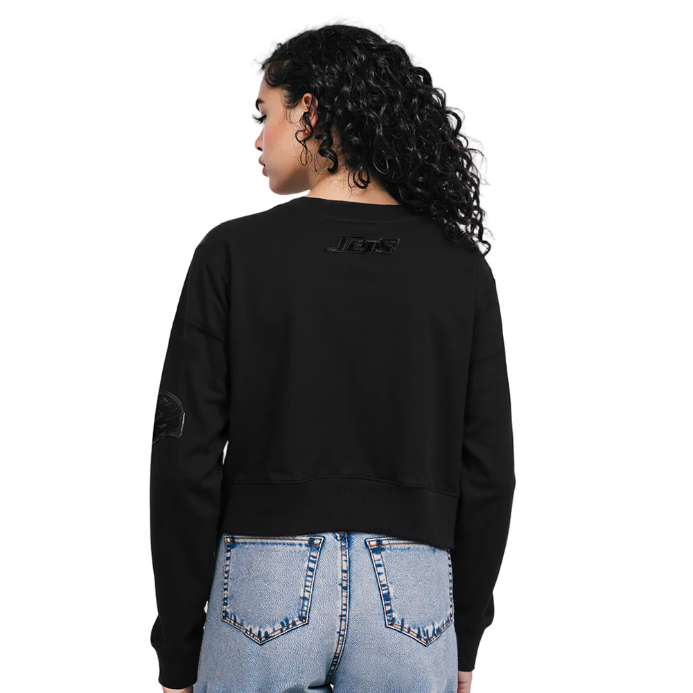 NFL NEW YORK JETS TRIPLE BLACK WOMEN'S FLC CREWNECK (BLACK) - Image 2