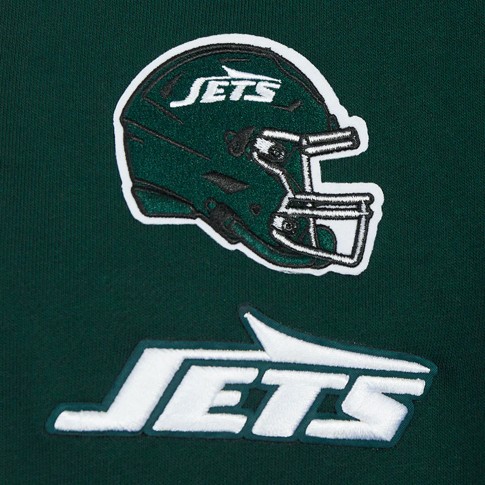 NFL NEW YORK JETS CLASSIC WOMEN'S CROPPED FLEECE PULLOVER HOODIE (FOREST GREEN) - Image 5