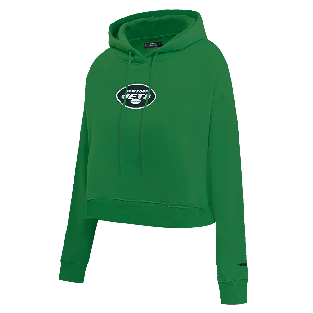 NFL NEW YORK JETS CLASSIC WOMEN'S CROPPED FLEECE PULLOVER HOODIE (KELLY GREEN) - Image 2