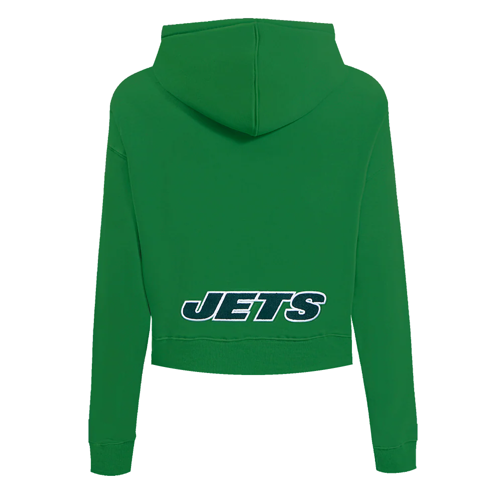 NFL NEW YORK JETS CLASSIC WOMEN'S CROPPED FLEECE PULLOVER HOODIE (KELLY GREEN) - Image 3