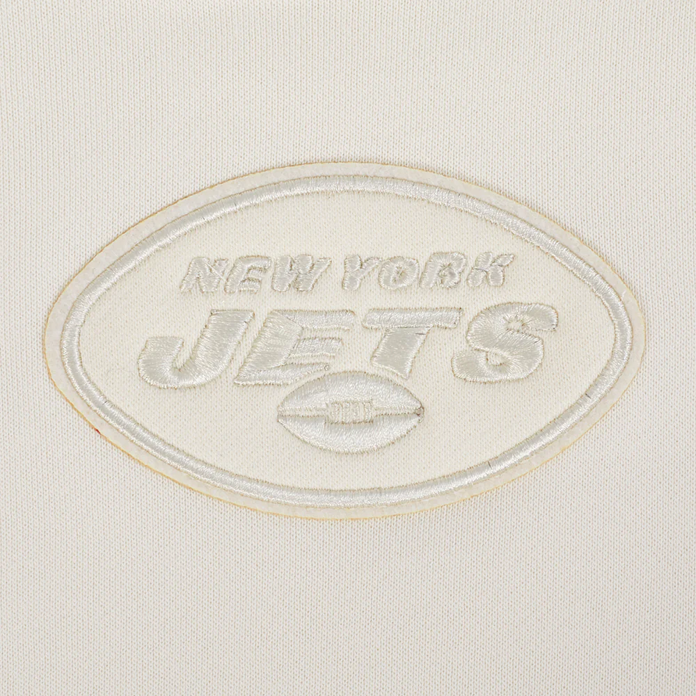 NFL NEW YORK JETS NEUTRAL WOMEN'S CROPPED PULLOVER HOODIE (EGGSHELL) - Image 4