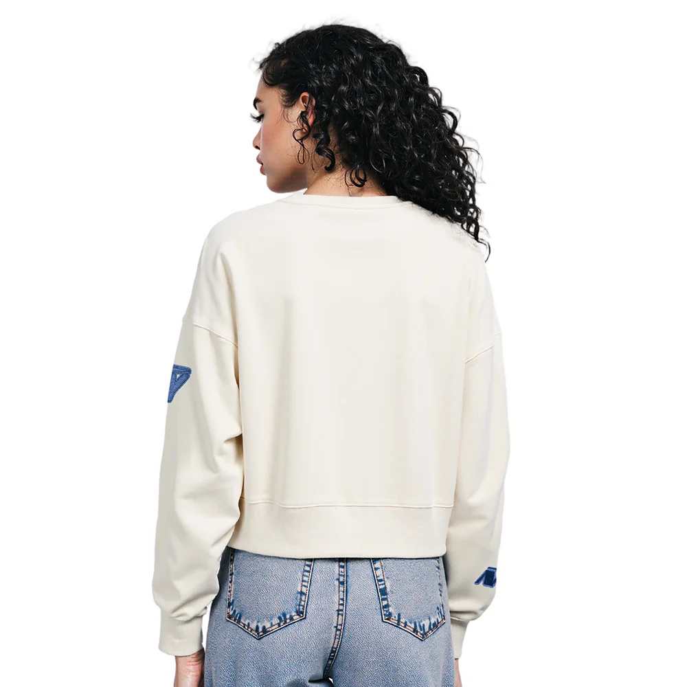 NFL NEW YORK JETS VARSITY BLUES WOMEN'S FLC CREWNECK (LINEN) - Image 11