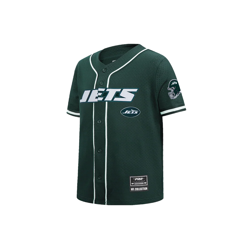 NFL NEW YORK JETS CLASSIC LITTLE BOY'S MESH BUTTON DOWN SHIRT (FOREST GREEN) - Image 3