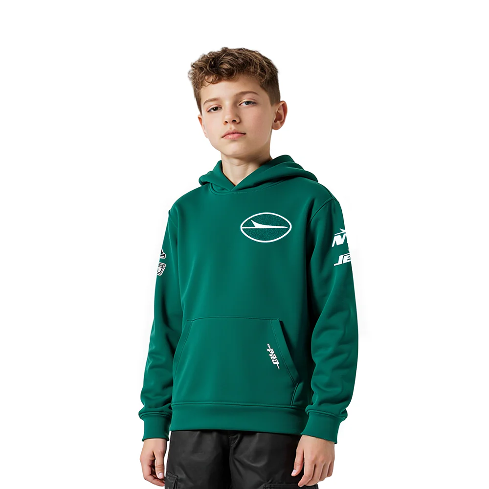 NFL NEW YORK JETS CLASSIC CHENILLE LITTLE BOY'S FLEECE PO HOODIE (FOREST GREEN)