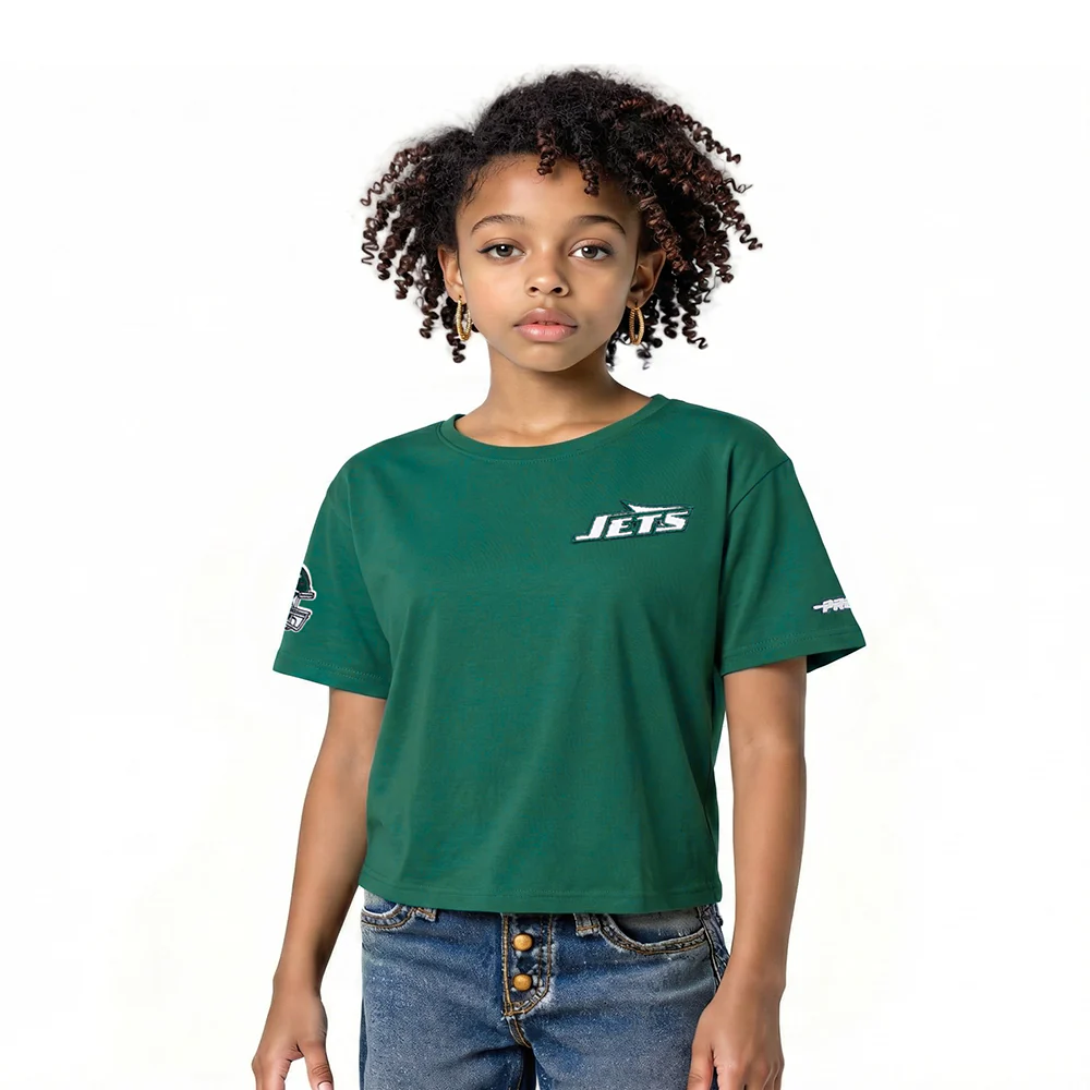 NFL NEW YORK JETS CLASSIC LITTLE GIRLS SHORT SLEEVE BOXY TEE (FOREST GREEN)