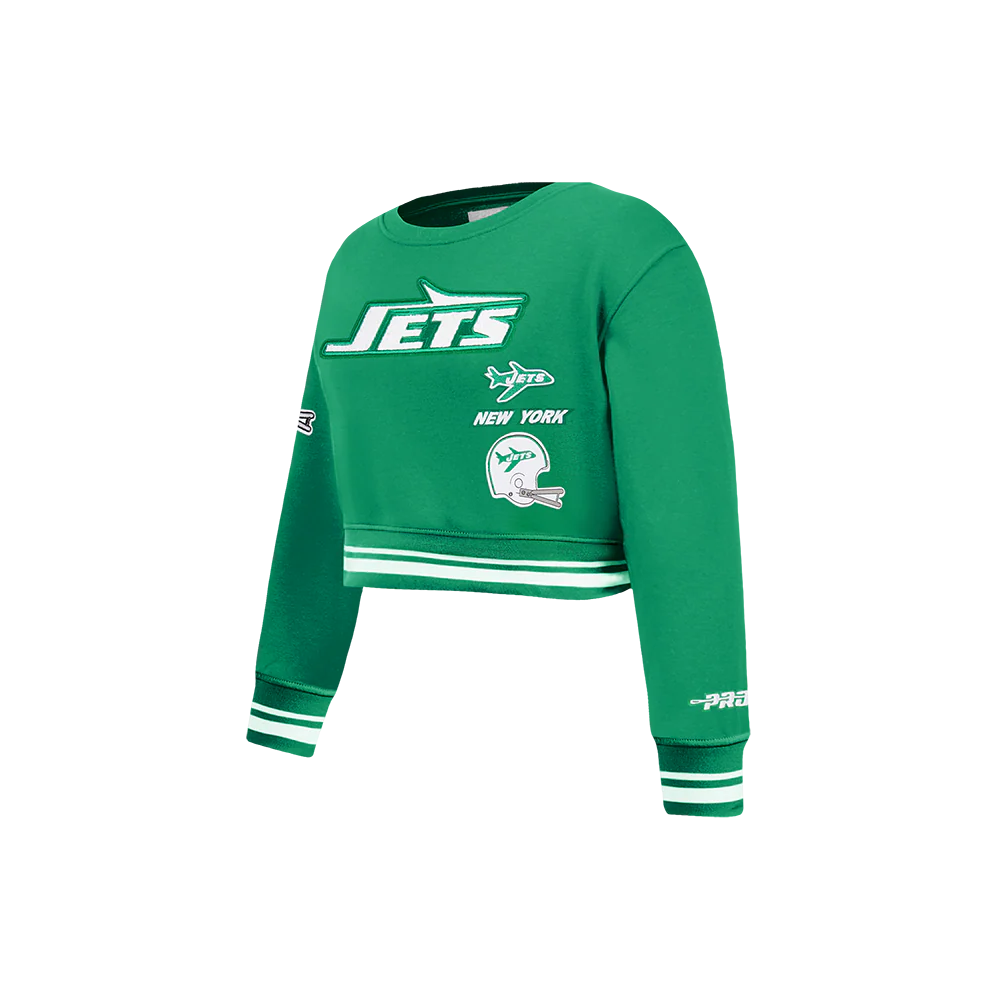 NFL NEW YORK JETS RETRO CLASSIC LITTLE GIRLS RIB FLEECE CREWNECK (KELLY GREEN) - Image 2