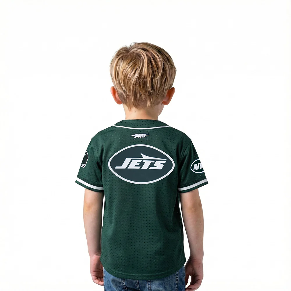 NFL NEW YORK JETS CLASSIC TODDLER BOY'S MESH BUTTON DOWN SHIRT (FOREST GREEN) - Image 2