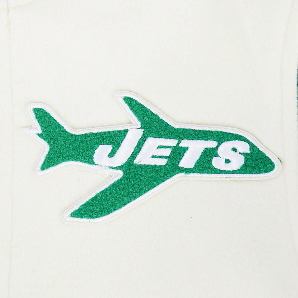 NFL NEW YORK JETS RETRO CLASSIC TODDLER BOY'S RIB WOOL VARSITY JACKET (EGGSHELL/ KELLY GREEN) - Image 9