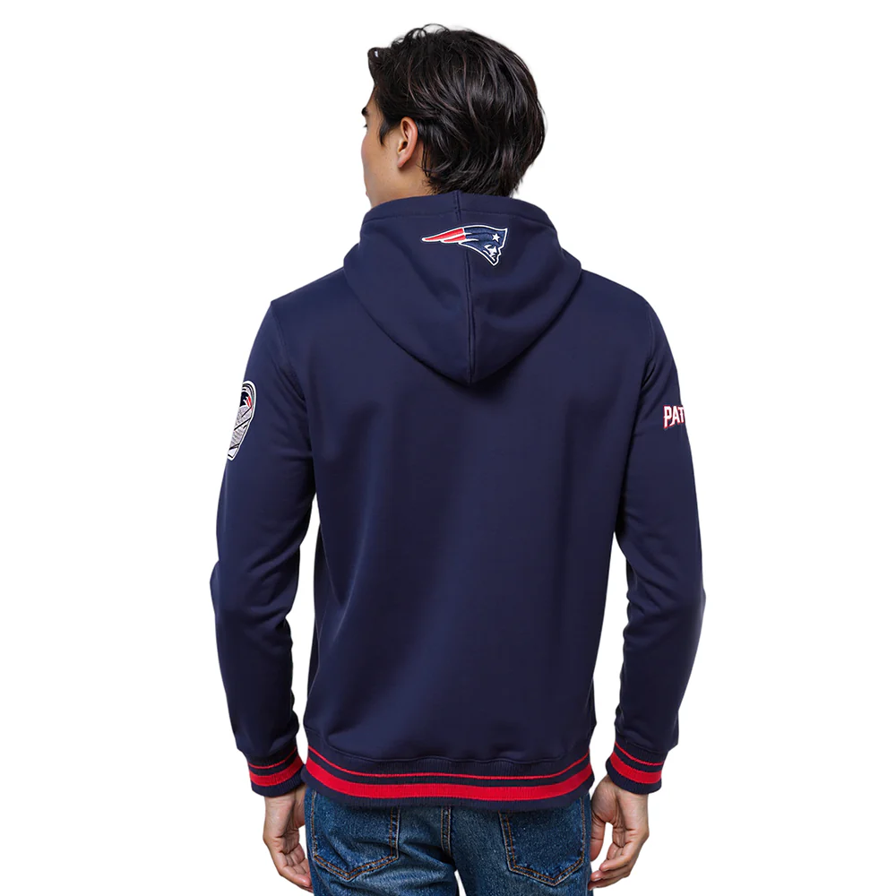 NFL NEW ENGLAND PATRIOTS SCRIPT TAIL MEN'S RIB FLC PO HOODIE (MIDNIGHT NAVY/RED/MIDNIGHT NAVY) - Image 9