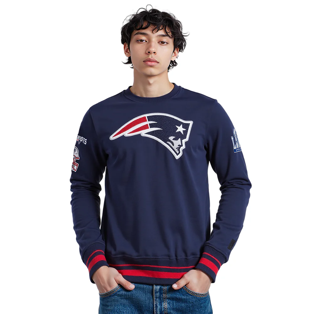 NFL NEW ENGLAND PATRIOTS MASHUP MEN'S RIB CREWNECK (MIDNIGHT NAVY/RED/MIDNIGHT NAVY)