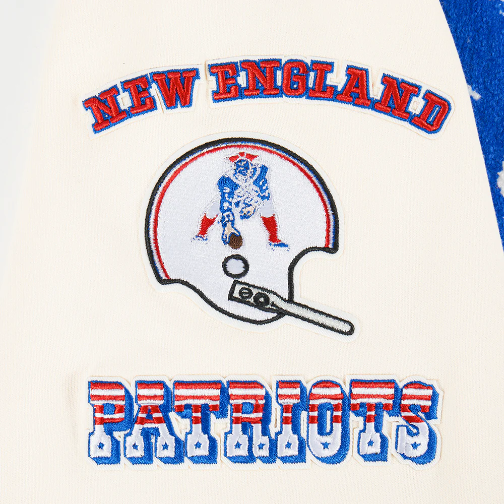 NFL NEW ENGLAND PATRIOTS RETRO CLASSIC MEN'S PULLOVER HOODIE (EGGSHELL/ ROYAL BLUE) - Image 10