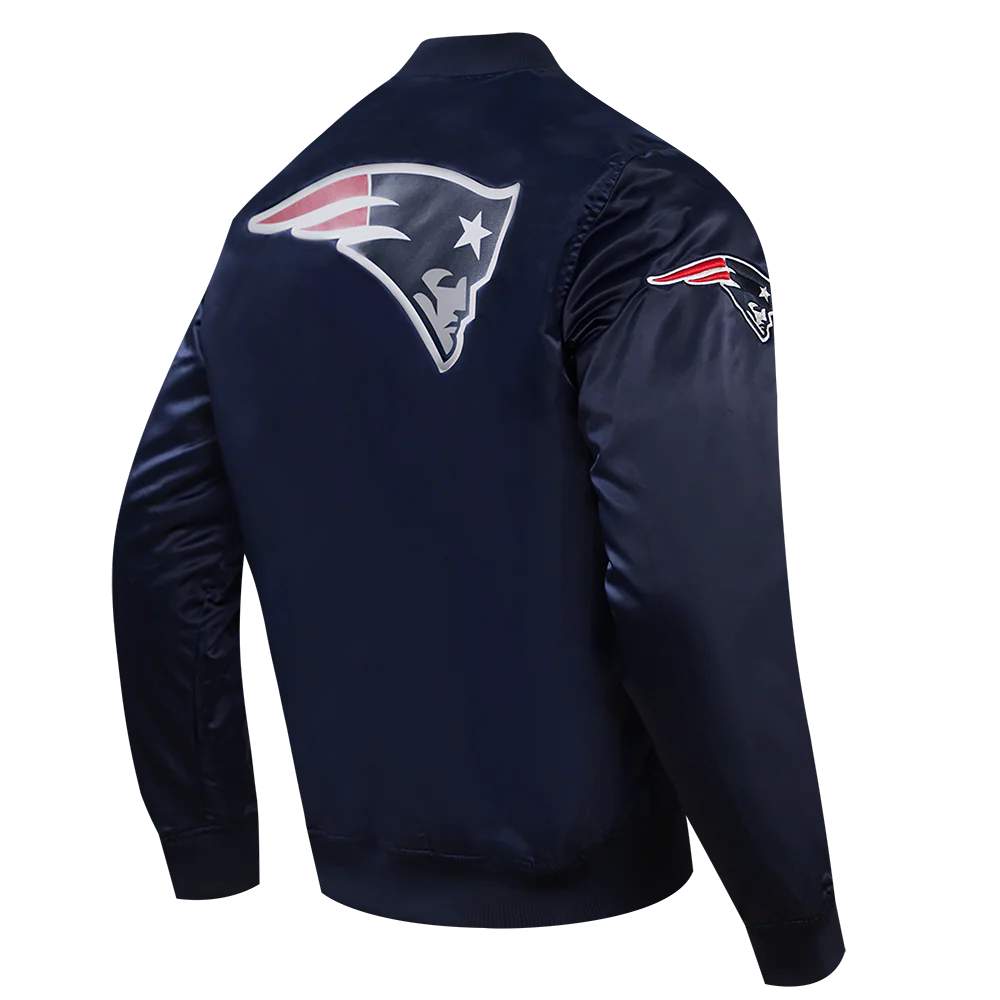 NFL NEW ENGLAND PATRIOTS BIG LOGO MEN'S SATIN JACKET (MIDNIGHT NAVY) - Image 4