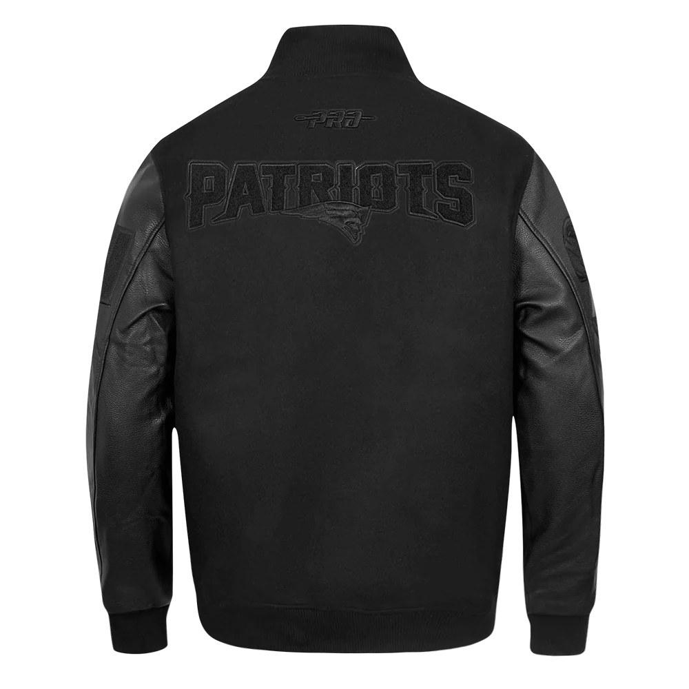 NFL NEW ENGLAND PATRIOTS TRIPLE BLACK MEN'S WOOL VARSITY JACKET (TRIPLE BLACK MEN'S) - Image 3