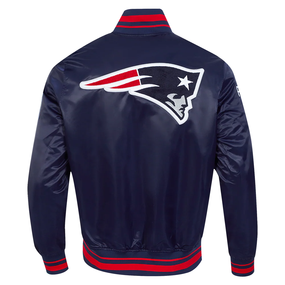 NFL NEW ENGLAND PATRIOTS MASHUP MEN'S RIB SATIN JACKET (MIDNIGHT NAVY/RED/MIDNIGHT NAVY) - Image 3