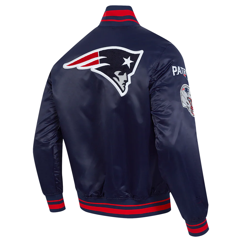 NFL NEW ENGLAND PATRIOTS MASHUP MEN'S RIB SATIN JACKET (MIDNIGHT NAVY/RED/MIDNIGHT NAVY) - Image 4