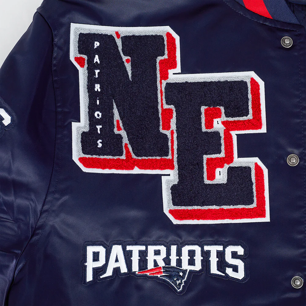 NFL NEW ENGLAND PATRIOTS MASHUP MEN'S RIB SATIN JACKET (MIDNIGHT NAVY/RED/MIDNIGHT NAVY) - Image 9