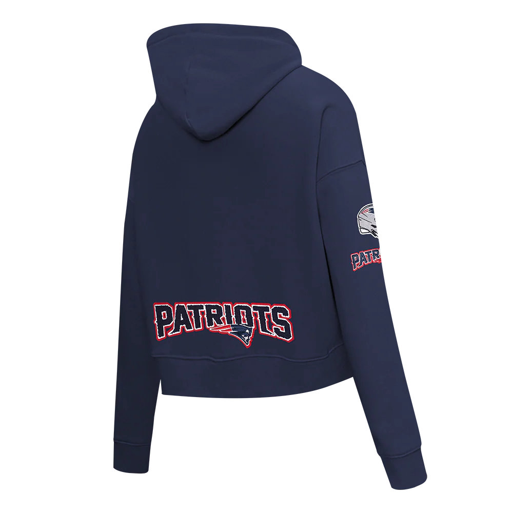 NFL NEW ENGLAND PATRIOTS CLASSIC WOMEN'S FLEECE CROPPED PULLOVER HOODIE (MIDNIGHT NAVY) - Image 4