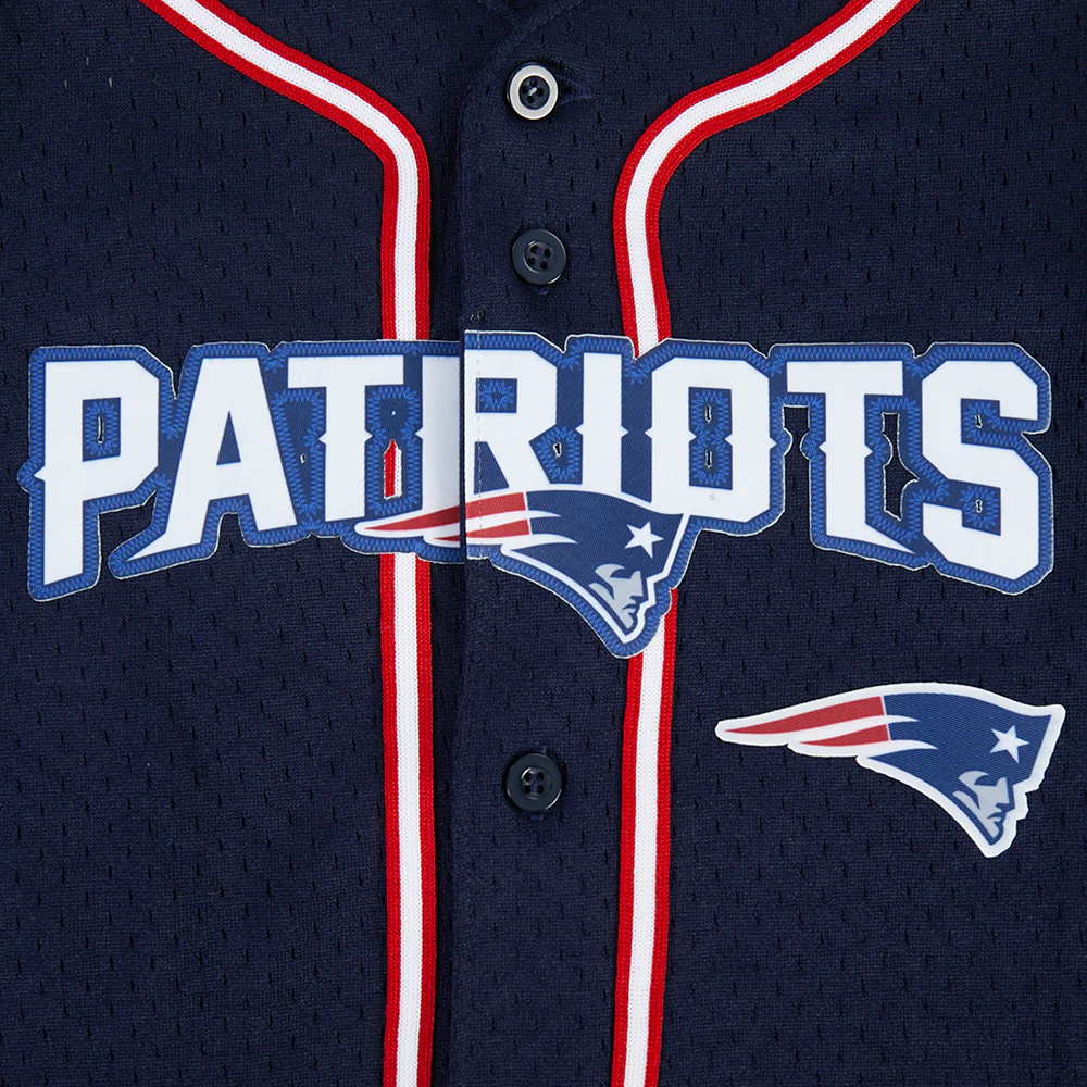 NFL NEW ENGLAND PATRIOTS CLASSIC LITTLE BOY'S MESH BUTTON DOWN SHIRT (MIDNIGHT NAVY/RED) - Image 8