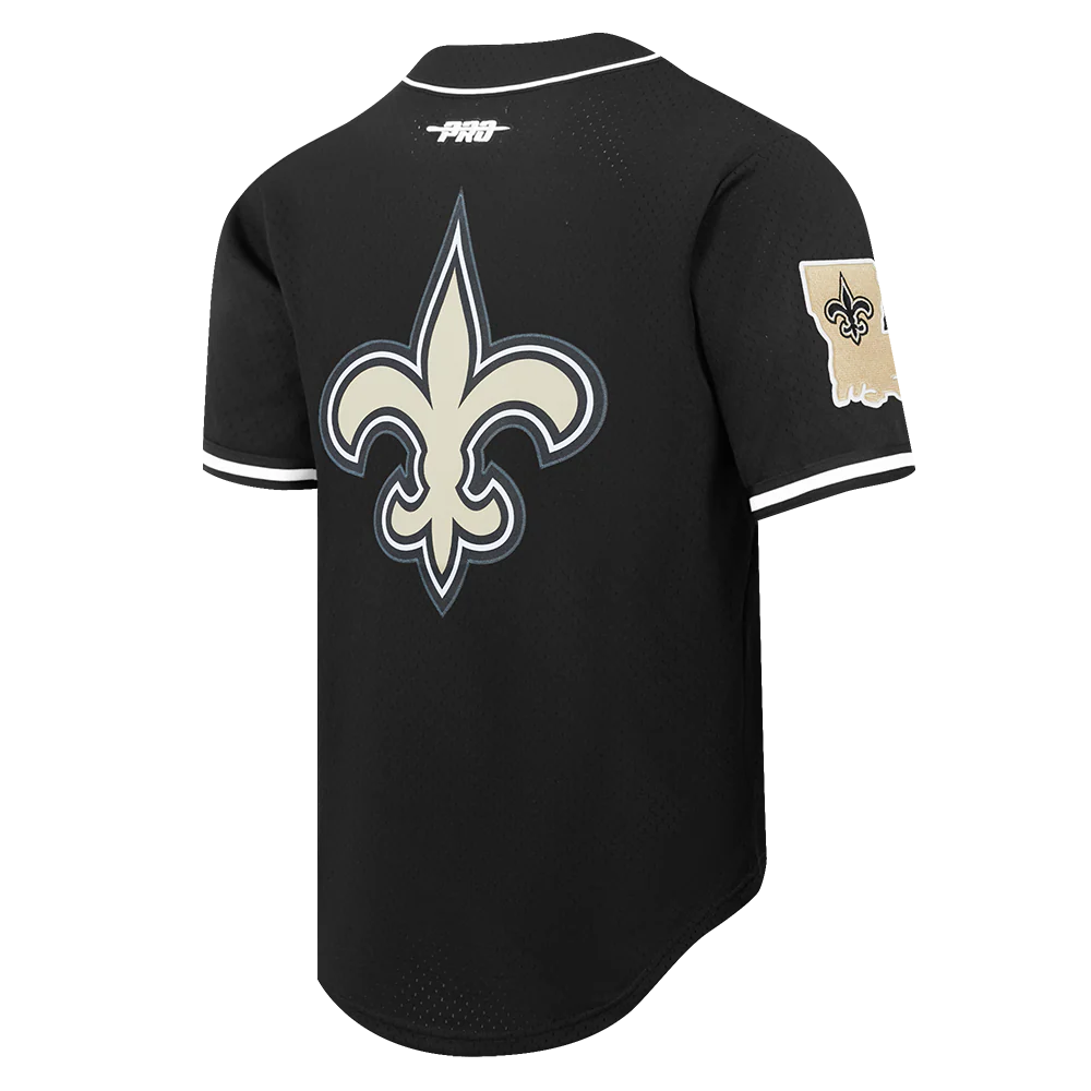 NFL NEW ORLEANS SAINTS CLASSIC MEN'S MESH BUTTON DOWN JERSEY (BLACK) - Image 4