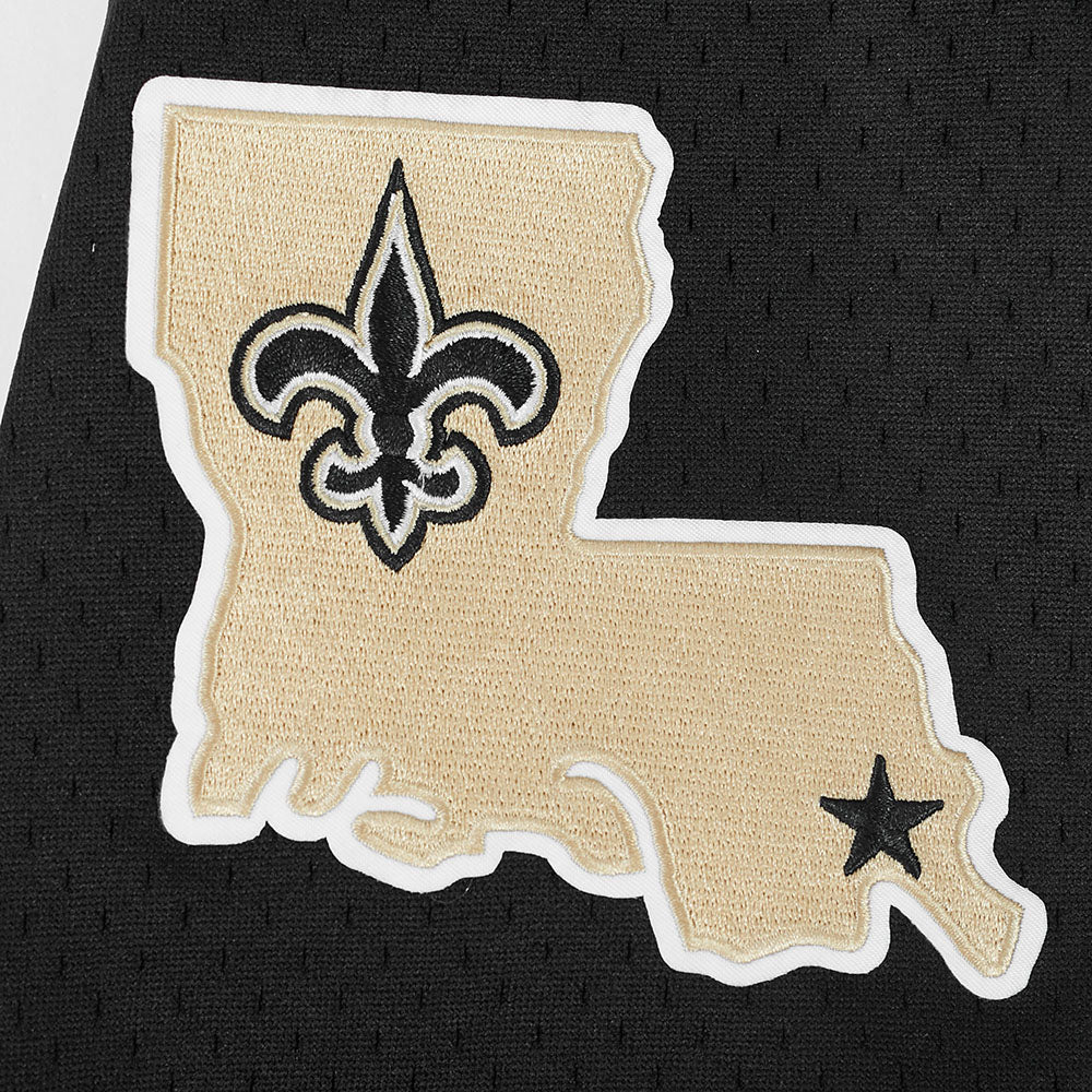 NFL NEW ORLEANS SAINTS CLASSIC MEN'S MESH BUTTON DOWN JERSEY (BLACK) - Image 9