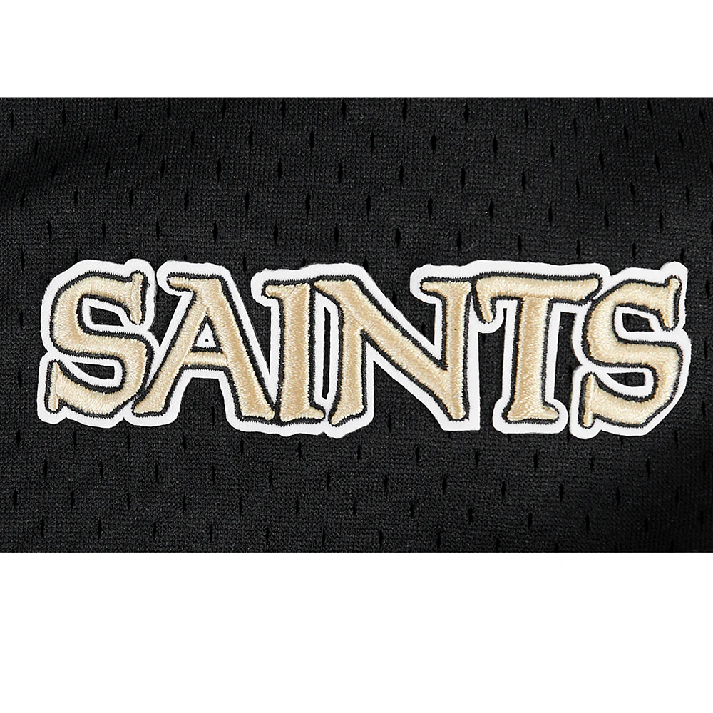 NFL NEW ORLEANS SAINTS SCRIPT TAIL MEN'S MESH BUTTON DOWN SHIRT (BLACK) - Image 6