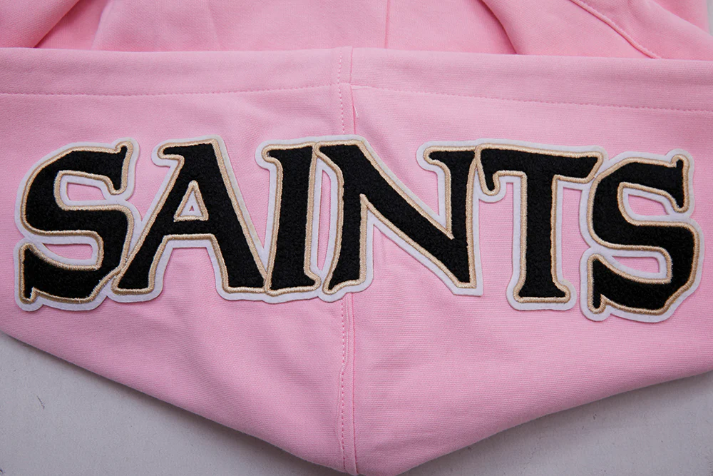 NFL NEW ORLEANS SAINTS CLASSIC CHENILLE DOUBLE KNIT PULLOVER HOODIE (PINK) - Image 5