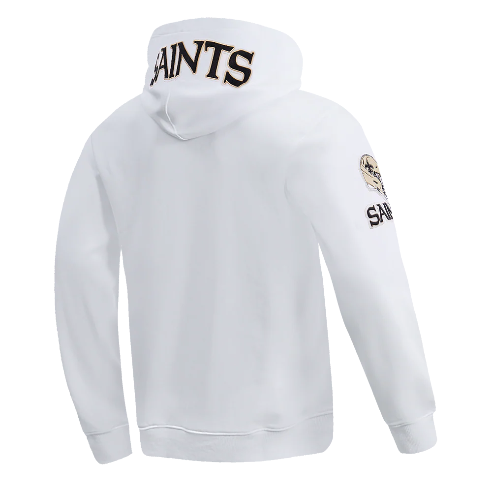 NFL NEW ORLEANS SAINTS CLASSIC CHENILLE DOUBLE KNIT PULLOVER HOODIE (WHITE) - Image 3