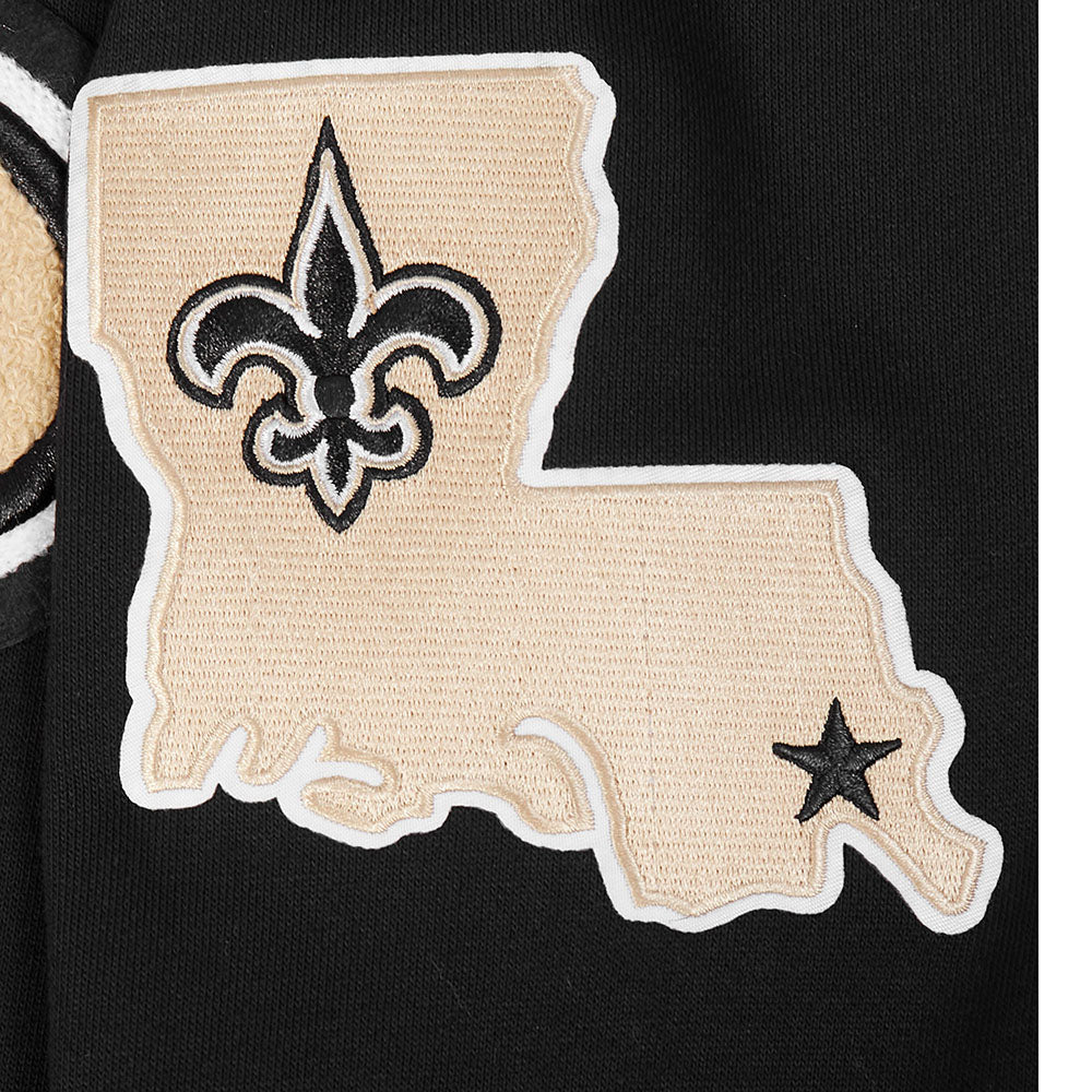 NFL NEW ORLEANS SAINTS MASHUP MEN'S RIB PO HOODIE (BLACK) - Image 15