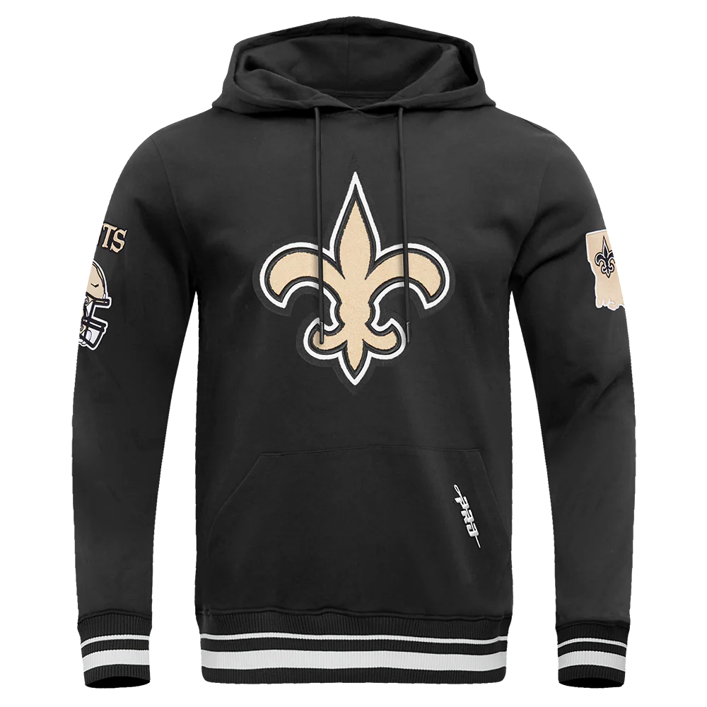 NFL NEW ORLEANS SAINTS MASHUP MEN'S RIB PO HOODIE (BLACK) - Image 3