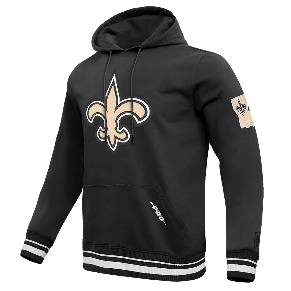NFL NEW ORLEANS SAINTS MASHUP MEN'S RIB PO HOODIE (BLACK) - Image 5