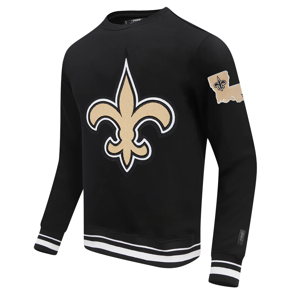 NFL NEW ORLEANS SAINTS MASHUP MEN'S RIB CREWNECK (BLACK) - Image 2