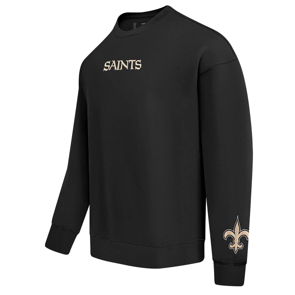 NFL NEW ORLEANS SAINTS WINGSPAN MEN'S DROP SHOULDER FLC CREWNECK (BLACK) - Image 3