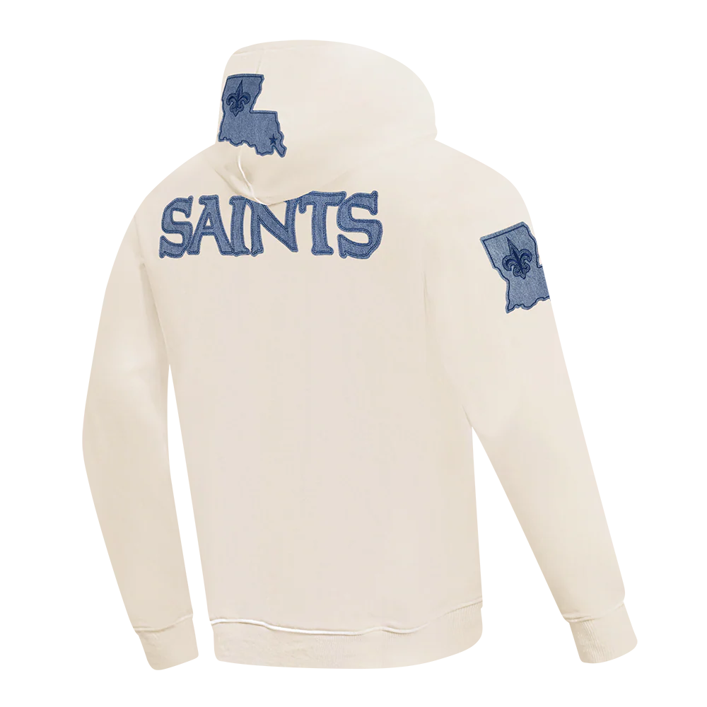 NFL NEW ORLEANS SAINTS VARSITY BLUES MEN'S FLC PO HOODIE (LINEN) - Image 4