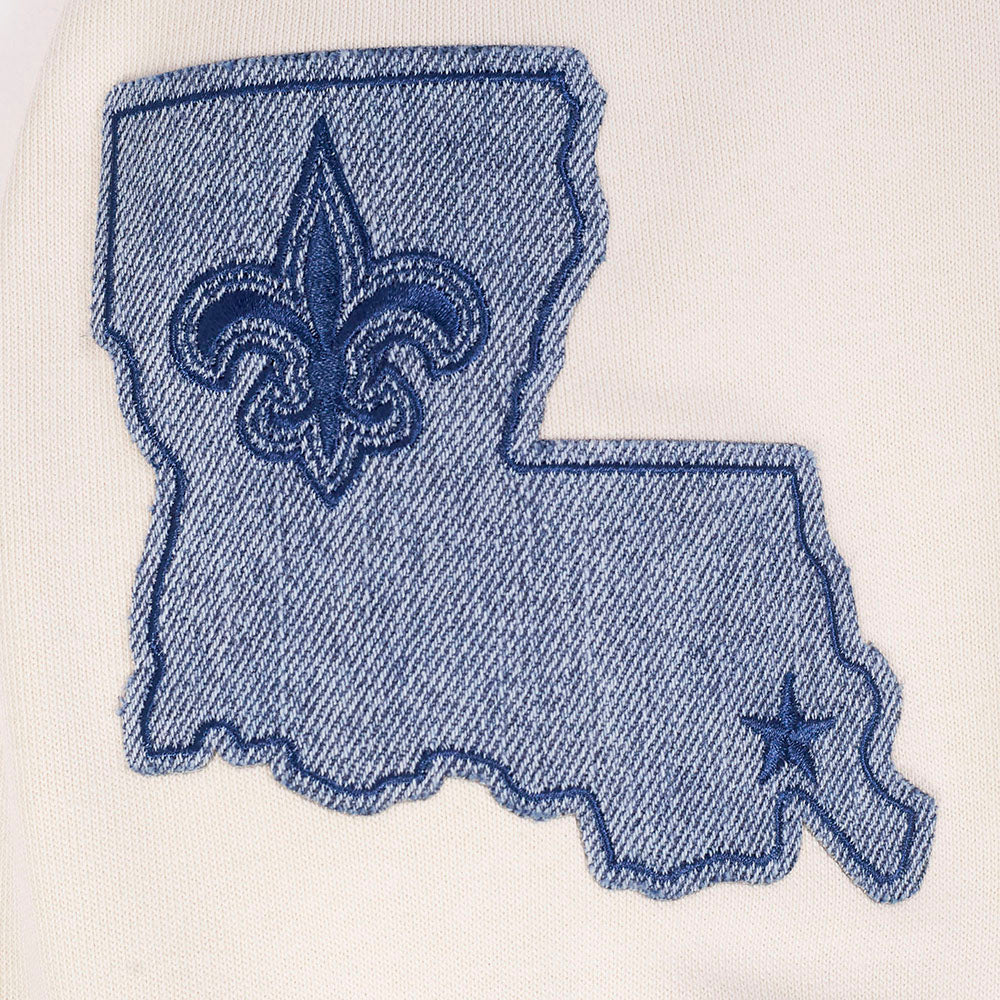 NFL NEW ORLEANS SAINTS VARSITY BLUES MEN'S FLC PO HOODIE (LINEN) - Image 7
