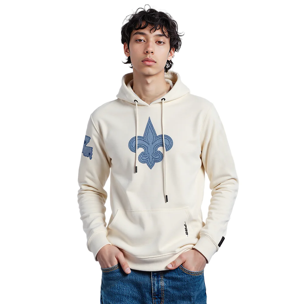 NFL NEW ORLEANS SAINTS VARSITY BLUES MEN'S FLC PO HOODIE (LINEN) - Image 8