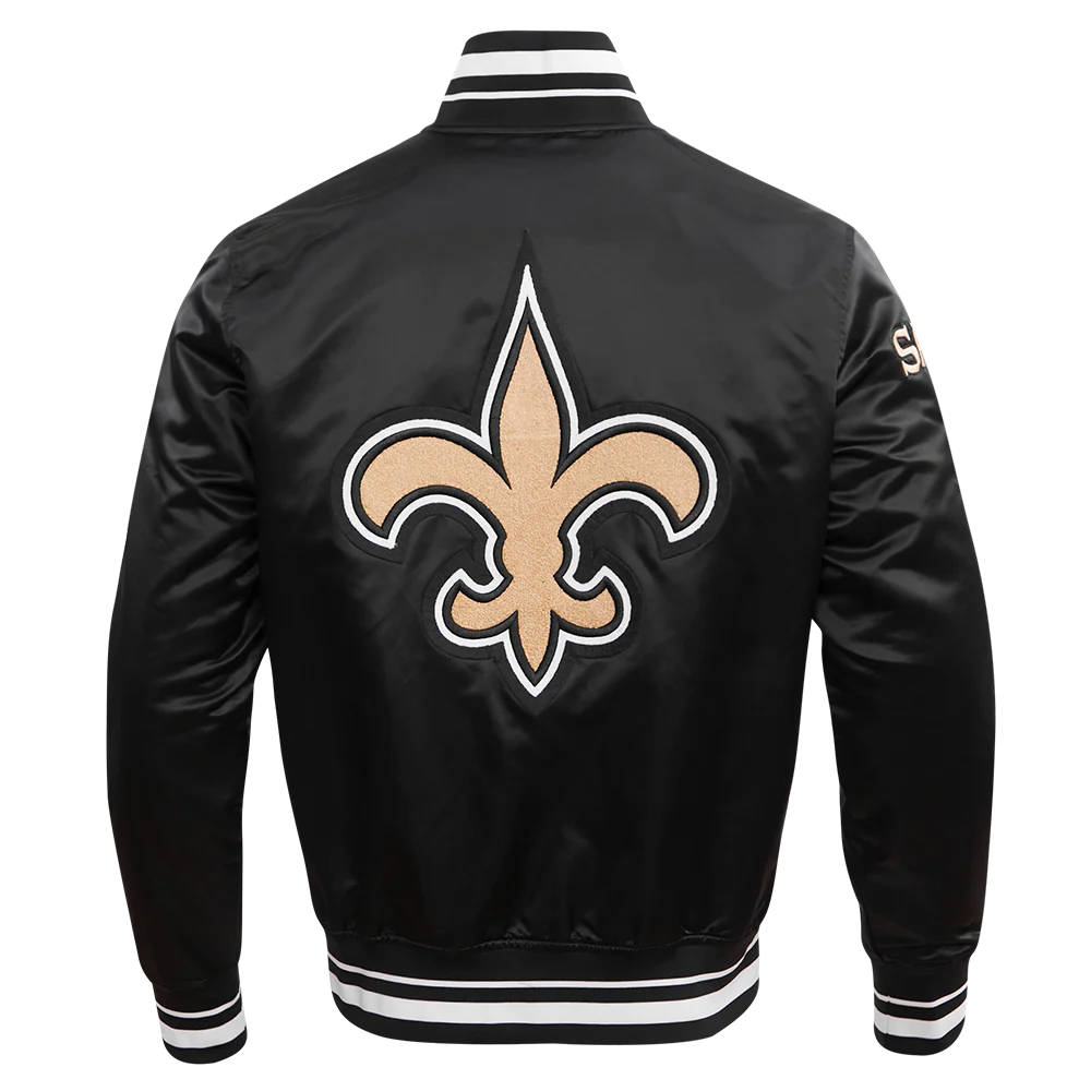 NFL NEW ORLEANS SAINTS MASHUP MEN'S RIB SATIN JACKET (BLACK) - Image 4