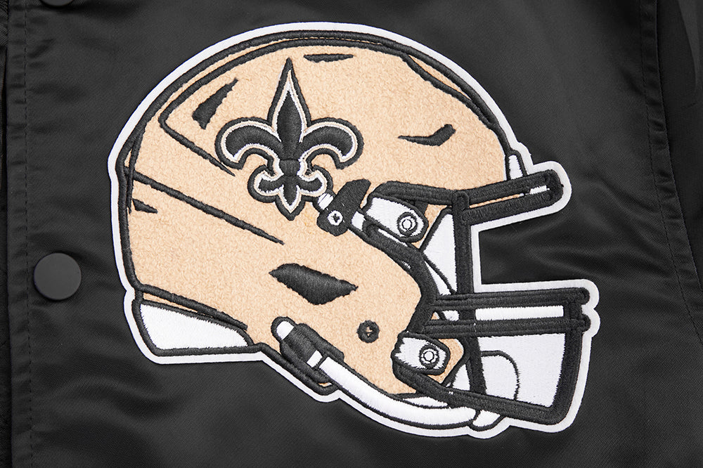 NFL NEW ORLEANS SAINTS MASHUP MEN'S RIB SATIN JACKET (BLACK) - Image 6