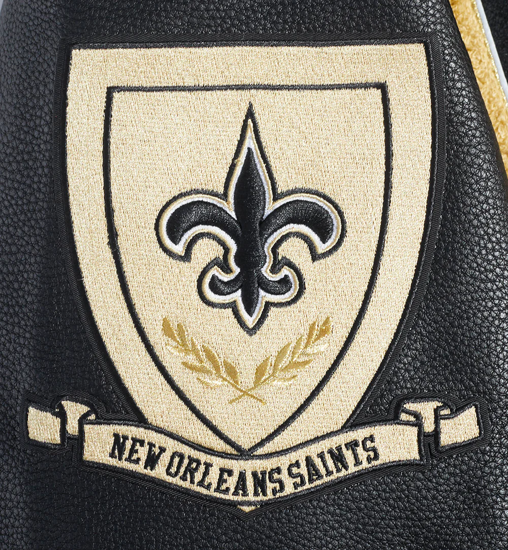 NFL NEW ORLEANS SAINTS PRO PREP MEN'S WOOL VARSITY JACKET (BLACK) - Image 9