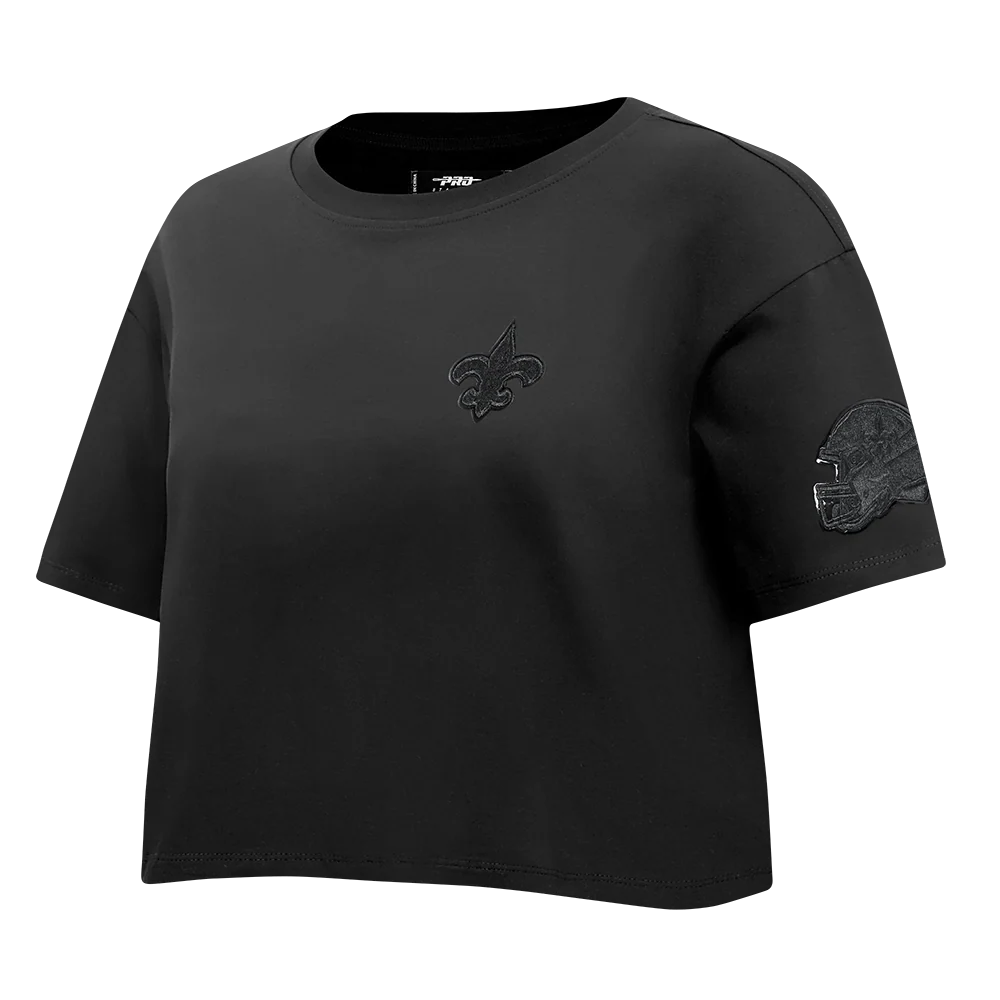 NFL NEW ORLEANS SAINTS TRIPLE BLACK WOMEN'S SINGLE JERSEY BOXY TEE (TRIPLE BLACK) - Image 2