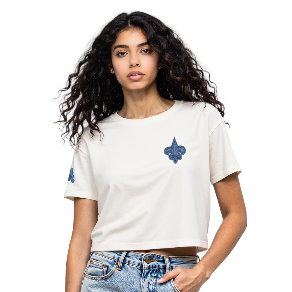 NFL NEW ORLEANS SAINTS VARSITY BLUES WOMEN'S SJ BOXY TEE (LINEN) - Image 10