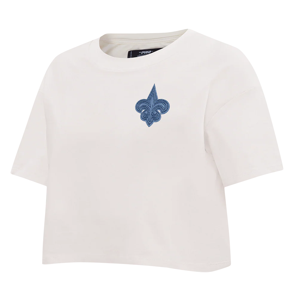 NFL NEW ORLEANS SAINTS VARSITY BLUES WOMEN'S SJ BOXY TEE (LINEN) - Image 12